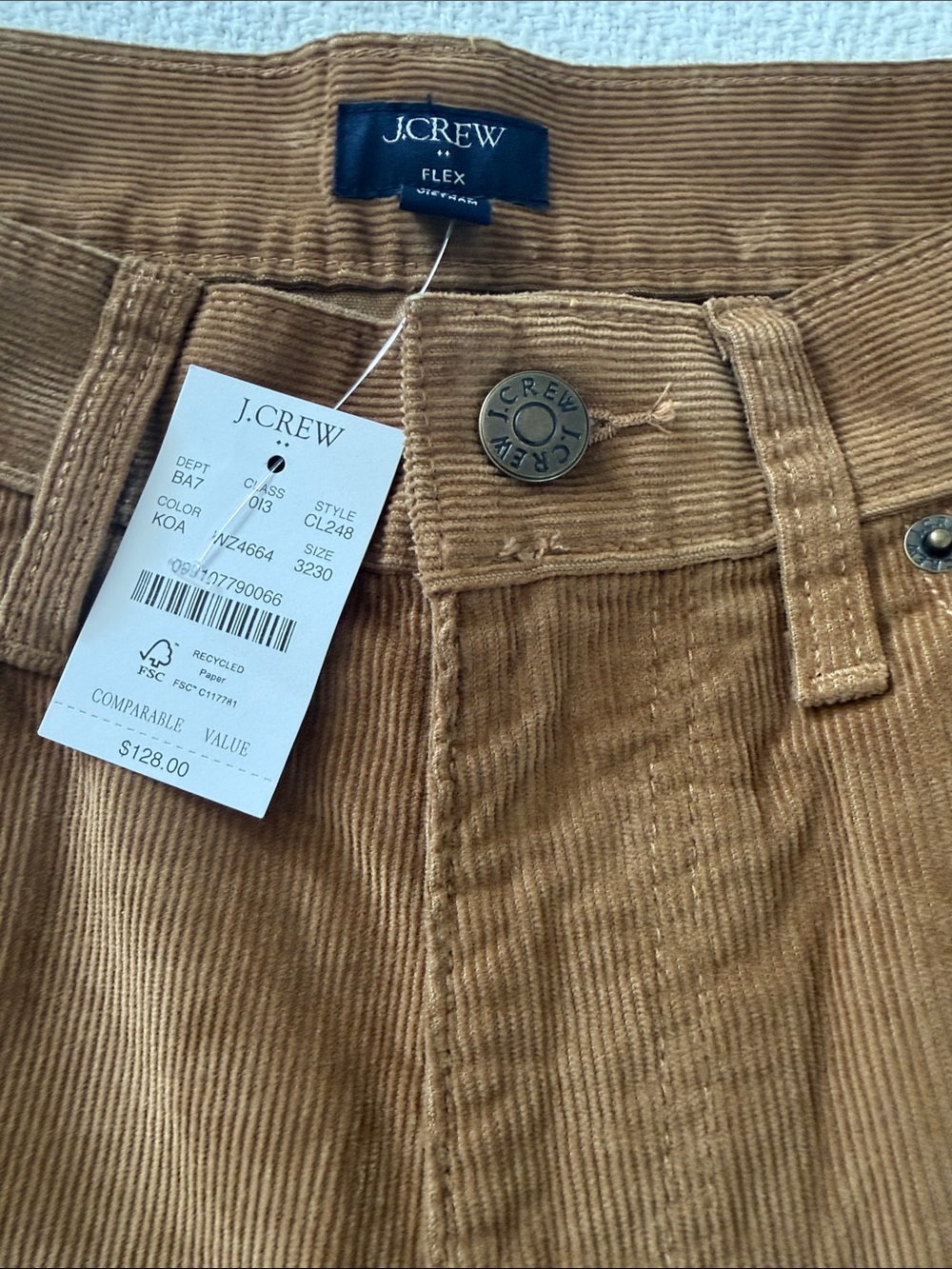 BNWT 32x30 Men's J. Crew Corduroy Straight Pants - Picture 6 of 8